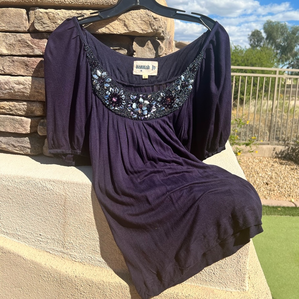 Hannah Jo purple sequence blouse size small